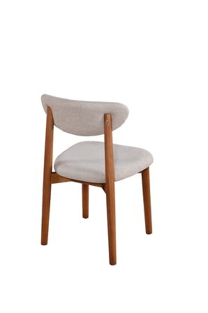 GANNİ HOME Alfa Sandalye 2’li Set Krem – Ceviz Gürgen İskeletli, Kolay Silinebilir Kumaşlı Modern Yemek Sandalyesi