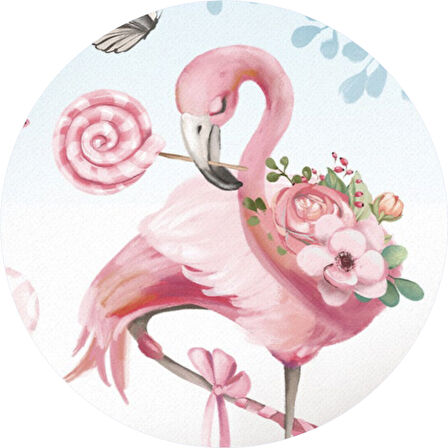 Flamingo Yuvarlak Pasta Yenilebilir Resim Baskı 20 cm 