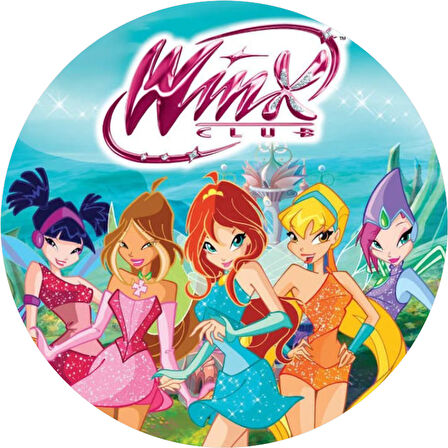 Winx Yuvarlak Pasta Yenilebilir Resim Baskı 20 cm 