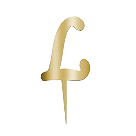L Harfi Altın Pleksi Pasta Süsü 7 cm