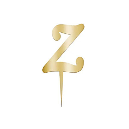 Z Harfi Altın Pleksi Pasta Süsü 7 cm