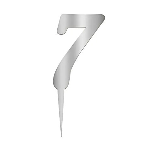 7 Rakam Gümüş Pleksi Pasta Süsü 7 cm