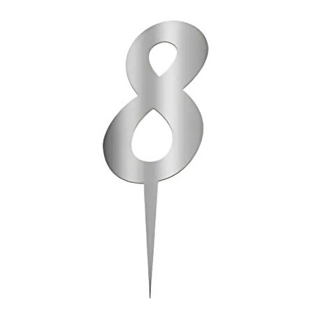 8 Rakam Gümüş Pleksi Pasta Süsü 7 cm