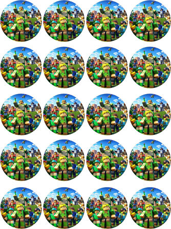 Minecraft Yenilebilir Yuvarlak Kurabiye Resim Baskı