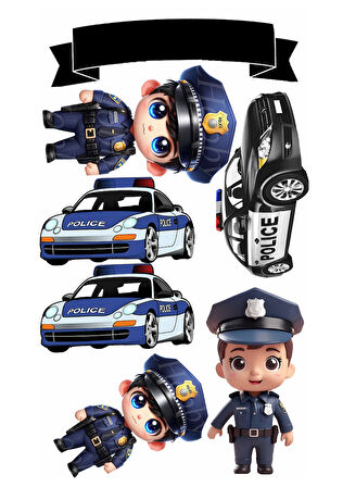 Polis Yenilebilir Cupcake ve Pasta Resim Baskı