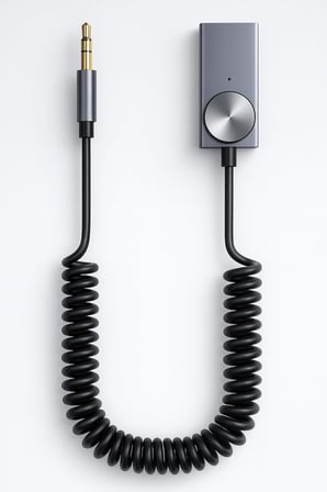 AUX Bluetooth 5.0 Alıcı Adaptör Mikrofonlu USB Beslemeli Araç ve Ev Tipi Ses Sistemlerine Uyumlu Spiral Kablo Aux to Bluetooth Çevirici