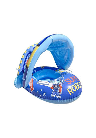 SUPER ROBOT BABY FLOAT  BEBEK YÜZME SİMİDİ GÜNEŞLİKLİ KAPANIR AÇILIR SUPER ROBOT MAVİ
