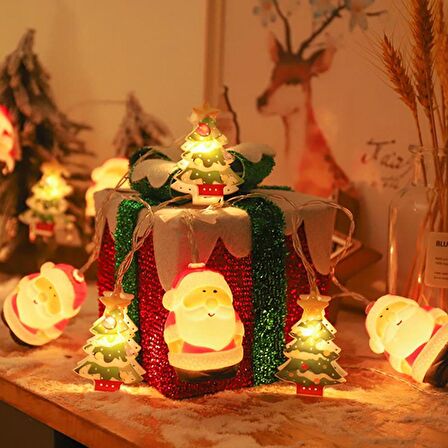 Kıyafetli Noel Baba Pilli LED Işıkl, Yılbaşı Cadılar Bayramı Parti Işıkları, Yılbağı Ağacı Süs