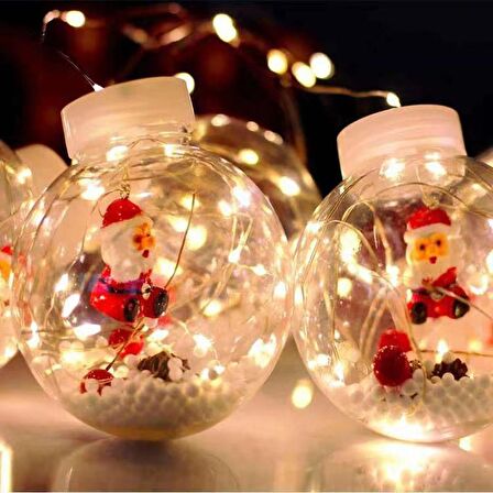 10 Top İçi Noel Baba Figürlü Yılbaşı LED Işıklandırması, Dekoratif Saçak Perde LED Aydınlatma Noel 