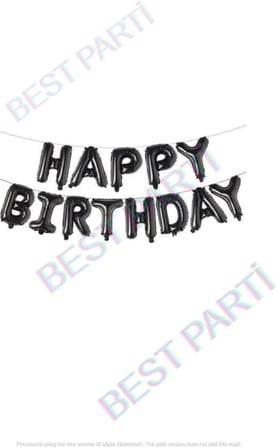 Happy Bırthday Siyah Renk Folyo Balon Seti