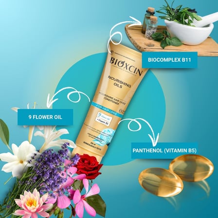 Besleyici Yağlar Sıvı Saç Kremi 200 ml – 9 Çiçek Yağı, Vitamin B5 ve BioComplex B11 ile Kuru ve Yıpranmış Saçlar İçin Yoğun Bakım
