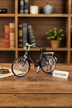 Siyah Yüksek Kaliteli Metal 1:10 Ölçek Koleksiyonluk Die Cast Model Klasik Bisiklet