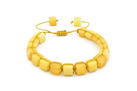 Makrome Model Sertifikalı Hakiki Damla Kehribar Bileklik 003