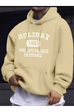 Holiday Baskılı Kapüşonlu Sweatshirt