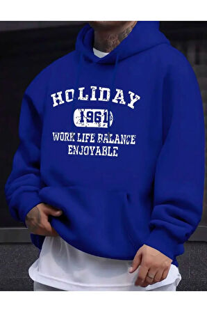 Holiday Baskılı Kapüşonlu Sweatshirt