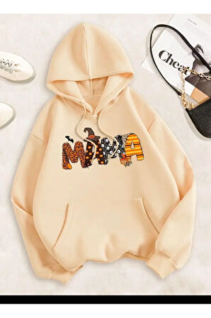 Mama Baskılı Kapüşonlu Sweatshirt