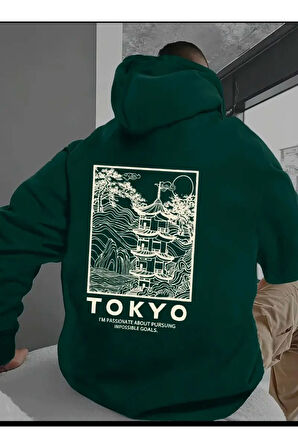 Tokyo Sırt baskılı Kapüşonlu Sweatshirt