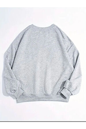 Renkli Çiçekler Baskılı Bisiklet Yaka Şardonlu Sweatshirt