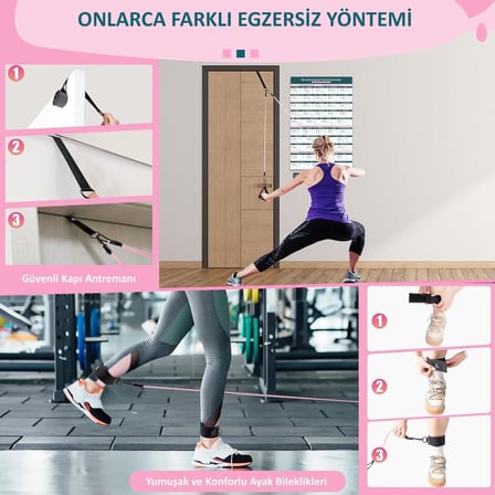 Full Vücut Pilates Bar Seti Egzersiz Çubuğu Ayarlanabilir Evde Onlarcak Farklı Spor Jimnastik Olanağı Kapı Askılı Çantalı