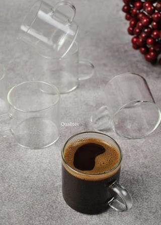 6 lı Cam Türk Kahvesi Fincan Seti Mini Kupa Espresso Kahve Takımı 130 ml