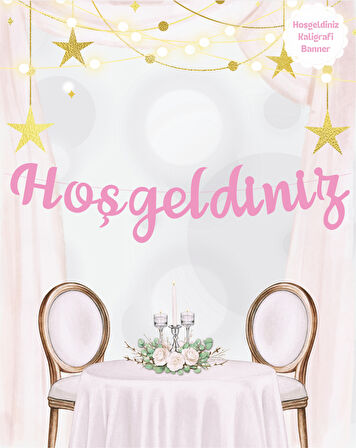 Hoşgeldiniz Pembe Temalı Kaligrafi Banner