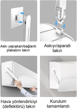 Ayarlanabilir Klima Rüzgar Yönlendirici, Delmesiz Kurulum, Uzatılabilir 53–100,5 cm Klima Deflektörü, Yoğuşma Yapmaz, Yaz/Kış Uyumlu Hava Yönlendirici Panel