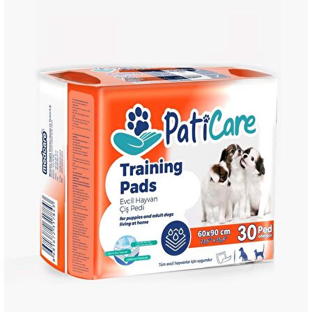 paticare trainingpads yavru köpek tuvalet eğitim pedi 60x90cm 30lu yapışkanlı çiş pedi 4adet