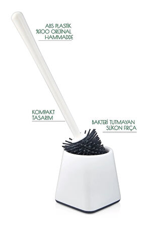 Silikon Wc Tuvalet Banyo Fırçası Klozet Fırçası Kare Beyaz