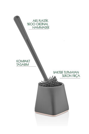 Silikon Wc Tuvalet Banyo Fırçası Klozet Fırçası Kare Gri