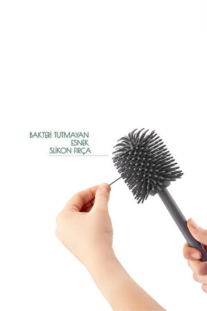 Silikon Wc Tuvalet Banyo Fırçası Klozet Fırçası Kare Gri