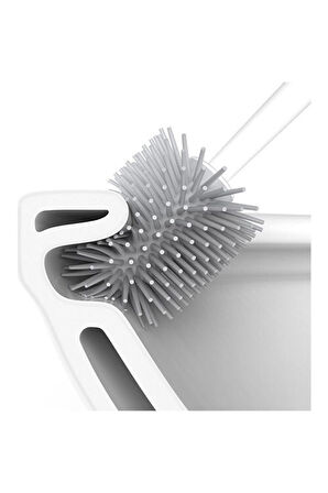 Silikon Wc Tuvalet Banyo Fırçası Klozet Fırçası Kare Gri