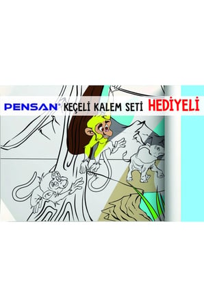 30x120 Boyama Rulosu Yaman Safaride + Pensan 12'li Keçeli Boya Kalemi