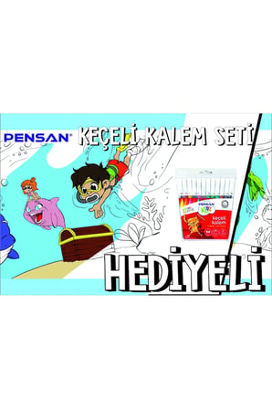 30x120 Boyama Rulosu Yaman Sualtı Macerası + Pensan 12'li Keçeli Boya Kalemi