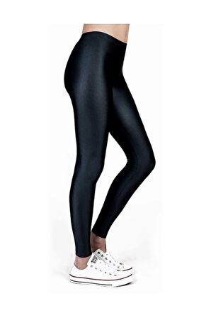 Kadın Siyah Parlak Dısco Tayt