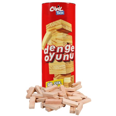 Civil Toys Silindir Kutulu Ahşap Denge Oyunu 54 Parça  - Standart
