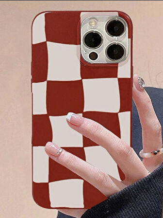 İPHONE 15 UYUMLU DAMA DESENLİ SİLİKON KILIF