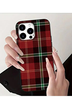 İPHONE 15 UYUMLU EKOSE DESENLİ SİLİKON LILIF