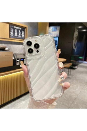 İphone 13 Uyumlu Dalgalı Şeffaf Silikon Kılıf