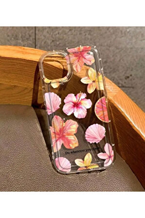 İPHONE 15 PRO UYUMLU ÇİÇEK DESENLİ ŞEFFAF SİLİKON KILIF
