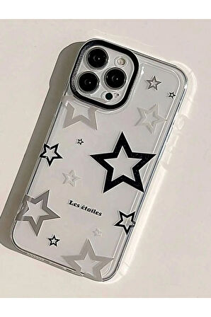 İPHONE 16 PRO UYUMLU YILDIZ DESENLİ ŞEFFAF SİLİKON KILIF