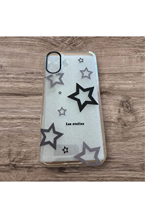 İPHONE 16 PLUS UYUMLU YILDIZ DESENLİ ŞEFFAF SİLİKON KILIF