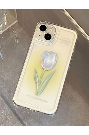 İPHONE 14 PROMAX UYUMLU ÇİÇEK TEMALI KAREMA KORUMALI ŞEFFAF SİLİKON KILIF