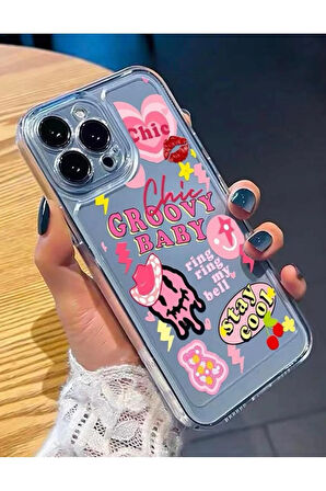 İPHONE 14 UYUMLU PEMBE TEMALI KAMERA KORUMALI SİLİKON KILIF