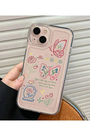 İPHONE 15 PRO MAX UYUMLU DESENLİ ŞEFFAF SİLİKON KILIF