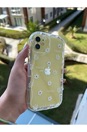 İPHONE 11 UYUMLU ÇİÇEK DESENLİ AKSESUARLI ŞEFFAF SİLİKON KILIF