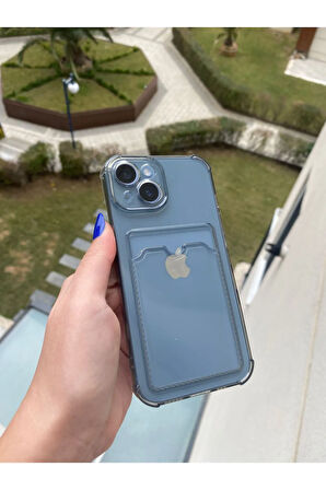 İPHONE 15 UYUMLU ŞEFFAF KARTLIKLI SİLİKON KILIF
