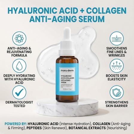 Maruderm%2 Hyalüronik Asit &amp;%5 Kolajen Cilt Bakım Serumu – Yoğun Nem ve Dolgun Görünüm Destekleyici Yüz Serumu, Peptit &amp; Panthenol ile, 30 ML