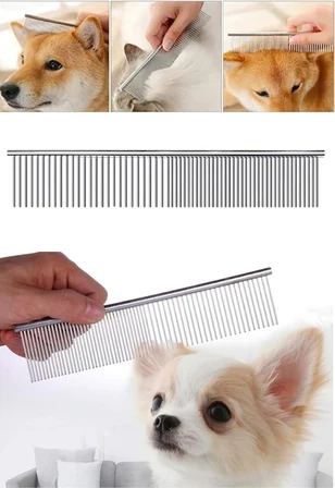 Metal Düz Kedi Ve Köpek Tarağı, Pet Kuaför Tarağı, Tüy Kesmek İçin Tarak, Köpek Kıtık Açıcı Tarak