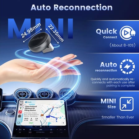OEM Kablolu Arabalar için Mini Ultra3 Kablosuz CarPlay ve Android Araç Adaptörü - 2.4/5 Ghz WiFi Hızlı Önyükleme, Tak ve Çalıştır, Çevrimiçi Güncelleme, Mini Tasarım iOS 10+/Android 11.0+