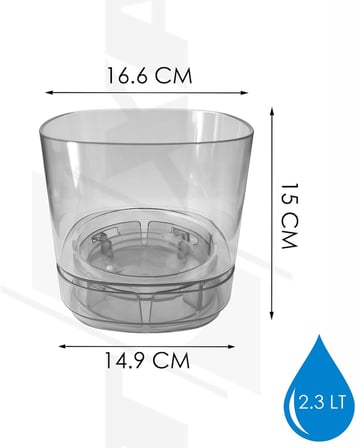 Pera Orkide Saksı (Gri, 2.3 Litre)